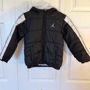 Jordan Kids Black and White Hooded Puffer Jacket